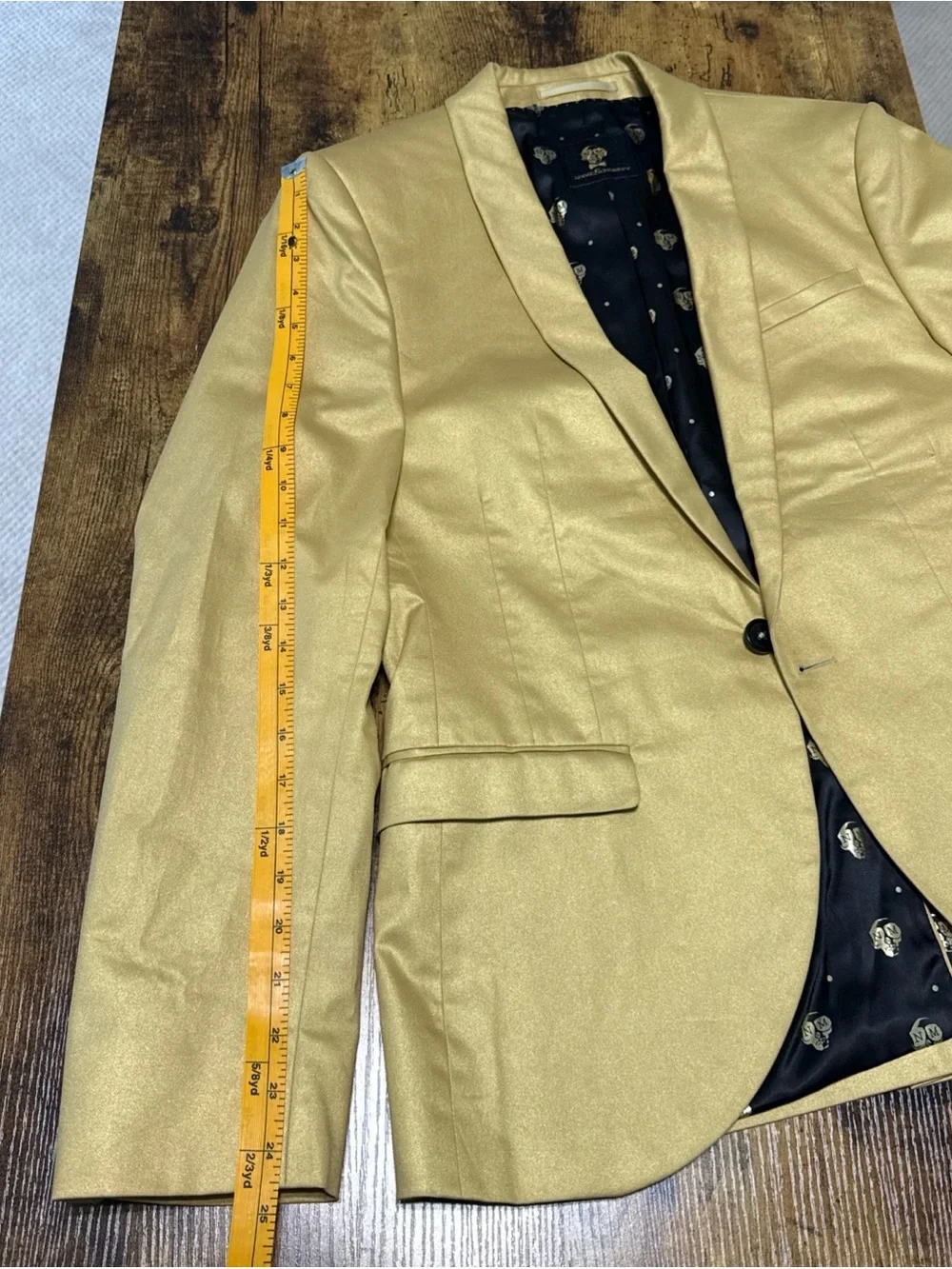 Noose & Monkey Van Gogh Blazer Jacket 38R Gold Beige Slim Fit Boho Indie Retro